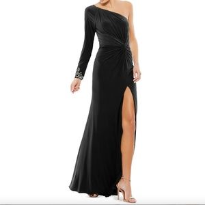 Mac Duggal Jersey One-Shoulder Gown